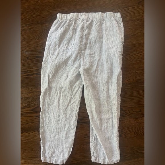 Quince Lot of 2 100% European Linen White and Blue Pinstripe Pants - Picture 5 of 6